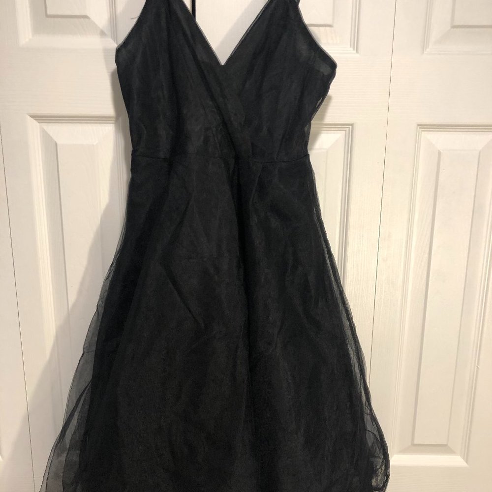 Black tulle A-line dress